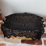 ドイリー　コットン　黒　レース編み　四角形　手編み　ハンドメイド　