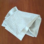 【マーガレット】ライトベージュ・刺繍レース半幅帯