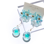 【blue】flower × water ball pierce / earring