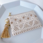 インド刺繍のファスナーポーチ
