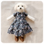 特価！ティアードワンピース(ネイビー)♡おめかしわんこドールお着替え♡愛犬の着せ替え人形(mii wool&wool)