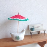 《再販*.+ﾟ》ほのぼの鳥さんの一輪挿し( ･ө･ )37号~夏限定✨スイカ傘付き🍉♡~