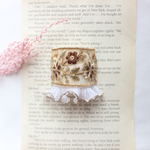 ポニーフック　ブラウン　茶色　ゴールド　花柄　フリル　刺繍リボン　ポニーフック　ヘアカフス　髪飾り　インド刺繍　ヘアアクセサリー