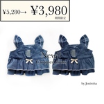 期間限定SALE✨【クール】とってもお洒落なクロップドクールワンピース❤️ インディゴ、ライトインディゴ、犬服　犬服ハンドメイド　クールエプロン　クールベスト　フレンチブルドッグ服　フレブル服　パグ服