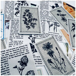 vintage 英字　 裁縫　植物のフレークシール