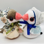 【takami様専用】ごま塩&シナモン文鳥ぬい（翼&尻尾つき）+ ケープ 2点 * 20220708