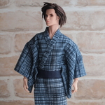 ★１点のみ！浴衣・帯セット【ITメンズドール FRHomme NuFace 1/6 12インチ ドール服  着物】（よろけ縞）