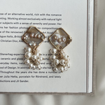 square shell×pearl pierce/earring