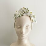 保冷剤付き♡ターバンにもなるスカーフ♡涼しく使えるネッククーラー　ヘアバンド　ボタニカル柄　上質リネン　綿麻