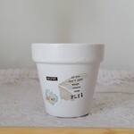 リメイク鉢　２号【メッセージ】蝶々・羽・バタフライ・ホワイト