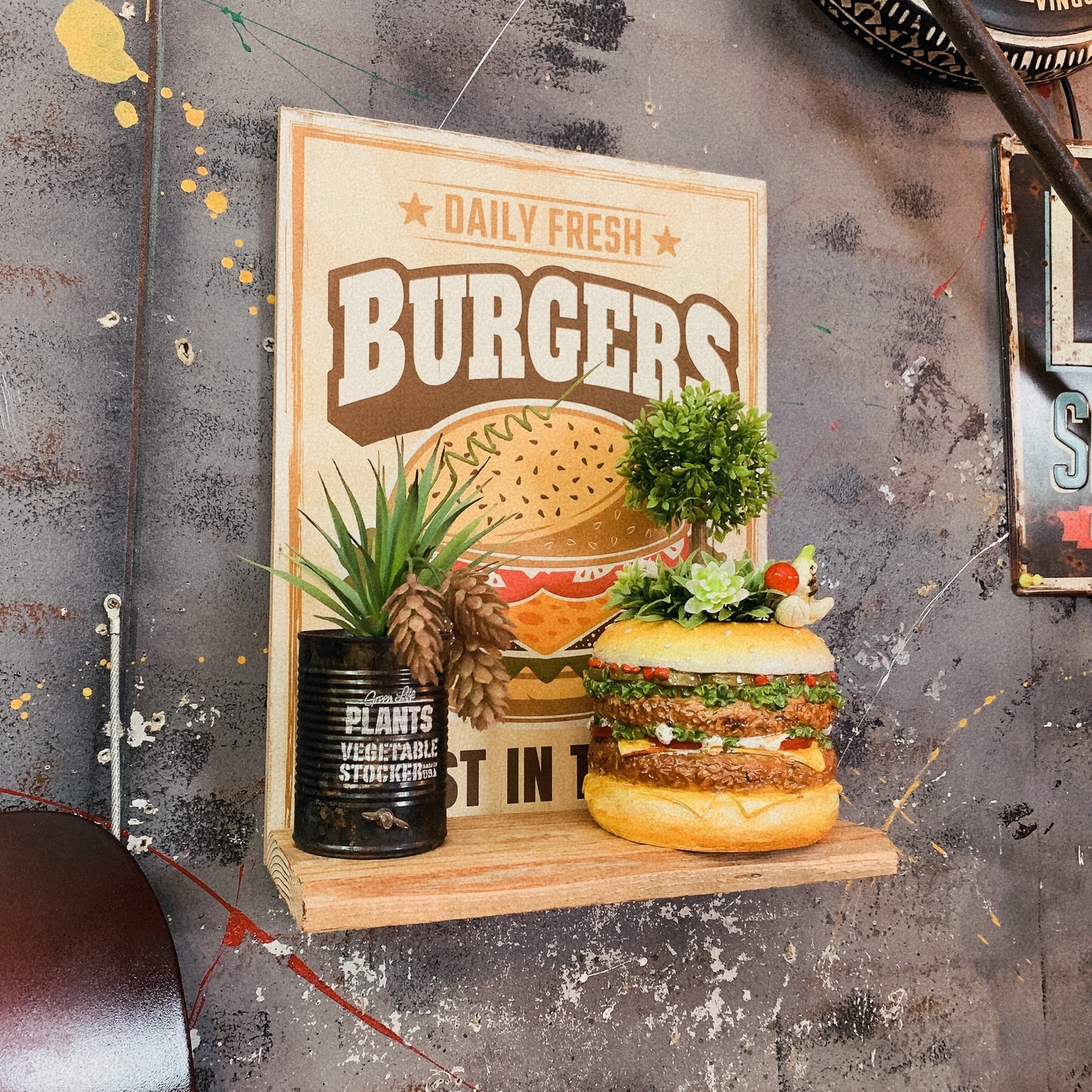 誠実 アメリカンダイナー/ ハンバーガー スツール BURGERS オーナメント/ スツール