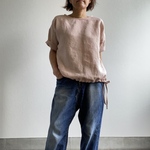 リネンのゆったりTシャツ　薄ピンク　SMサイズ