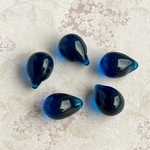【10x14㍉  6個】少し大きめのドロップビーズ＊capri blue＊チェコビーズ＊カプリブルー＊青