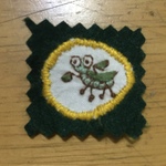 手刺繍ほのぼのアップリケ 〜カマキリくん