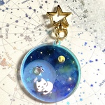 みかづきねむりねこ　オーロラアクリルキーホルダー