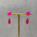 再販＊14kgf フューシャピンクカルセドニーのピアス