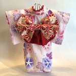 小型犬☆猫用浴衣朝顔柄(桃)Lサイズ