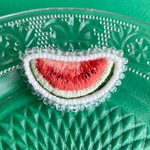 すいかの手刺繍ブローチビーズ飾り