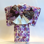 小型犬☆猫用浴衣麻の葉柄(紫)Lサイズ