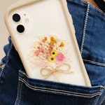 【笑花-𝐄𝐦𝐢𝐤𝐚】ひまわりブーケ　夏色　全機種対応　かすみ草　ミニブーケ　インナーシート　クリアケース　iFace スマホ　 ひまわり　向日葵　サマー　ホワイト　イエロー　黄色　