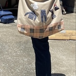 アップリケ付きショルダーバック再販