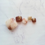 RUNA♪フットネイル♡ブラウンもやもやニュアンスネイルチップ♡ブルーネイル