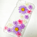 新作★ムラサキとピンクの押し花スマホカバー★Xperia galaxy  AQUOS等Android専用