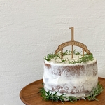ケーキトッパー 1歳　＆ハッピーバースデー（リボンタイプ）　木製