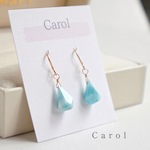 ラリマーのラフドロップカットピアス