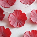 【2つ】vintage ヴィンテージ　フラワー　花　ビーズ　花びら　レッド　赤