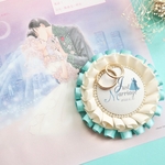  【両面デザイン】 justmarriageロゼット　結婚報告　入籍報告　イニシャルロゼット　お名前ロゼット 【18色】