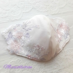 新作✳️エアーメッシュ 素材 抗菌・抗ウイルス✳️小顔に魅せるマスク♡美マスク ✳️上品♡エレガント♡豪華刺繍チュールレースマスク 不織布を挟める　