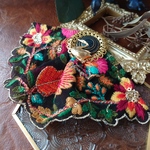 スワンとインド刺繍リボンのブローチorバッグチャーム