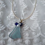 シーグラスのシルバーネックレス（ラピスラズリ・紺）
