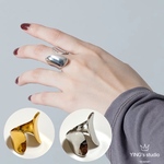 K18 2色　大ぶり　フリーサイズ　指輪　