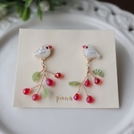 白文鳥とさくらんぼのイヤリングorピアス