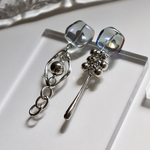 シルバー×ブルーパープル　アシメニュアンスピアス/ステンレスピアス sb14