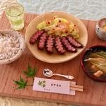 🐄ミニチュアフード　厚切り牛タン定食　食品サンプル