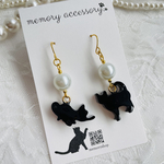 国産パールand黒猫ピアス🐈‍⬛
