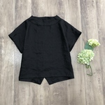 リネン ブラック の ブラウス