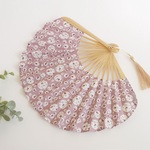 【期間限定☆￥500オフ】Flower扇子*リバティJohannaグレイッシュピンク×ナチュラル