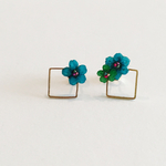 再販 春色 スクエアピアス blue&green