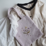 すみれのそよ風刺繍 トートバッグ