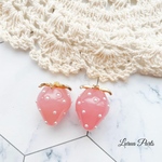 2pcs ピンクホワイト☆いちごチャーム