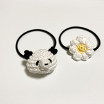 パンダとデイジーヘアゴム[ゴム種類サイズ展開あり]