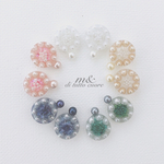 ◯とお花と一粒パールピアス/イヤリング