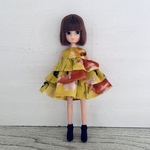 【復刻版初代リカちゃんサイズ】服＊三段フリル ワンピース　黄花