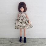 【復刻版初代リカちゃんサイズ】服＊三段フリル ワンピース　アイボリードット