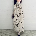  リカちゃんサイズ・服＊ロングワンピース　アイボリードット