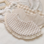 gingham check fringe bib